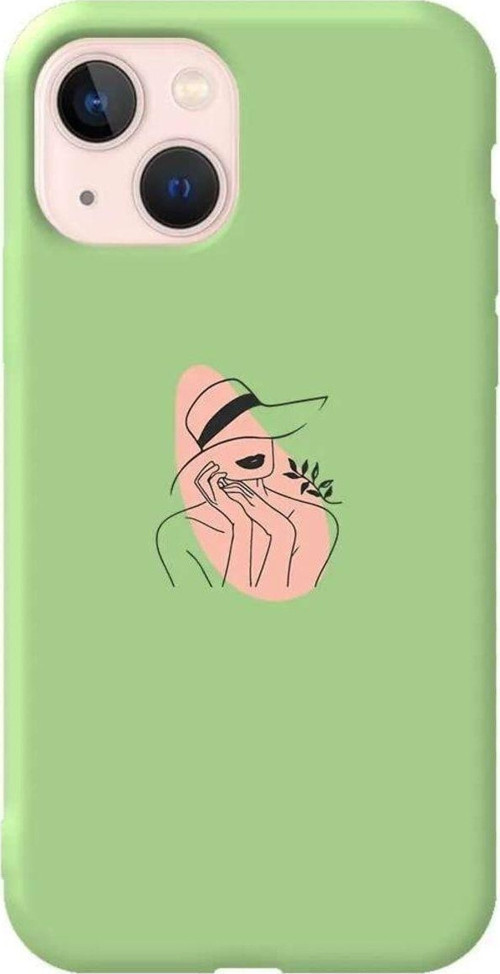 İphone 14 Açik Yesil Renkli Silikon Telefon Kılıfı - Smile