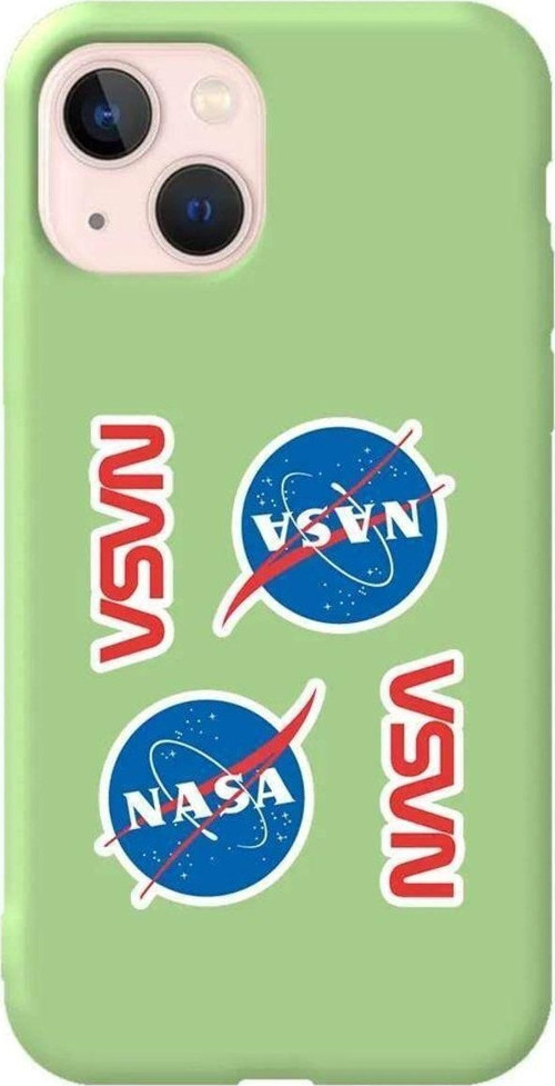 İphone 14 Açik Yesil Renkli Silikon Telefon Kılıfı - Space Station