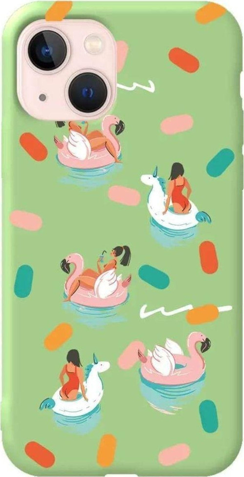 İphone 14 Açik Yesil Renkli Silikon Telefon Kılıfı - Pool Chill