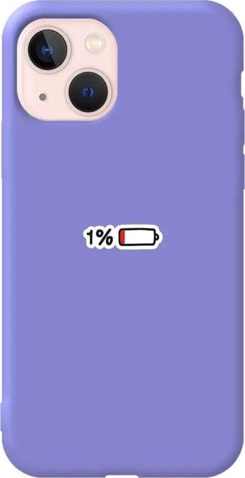 İphone 14 Plus Lila Renkli Silikon Telefon Kılıfı - Low Charge