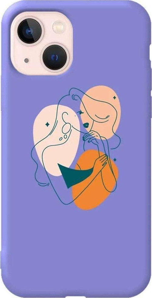 İphone 14 Plus Lila Renkli Silikon Telefon Kılıfı - Night