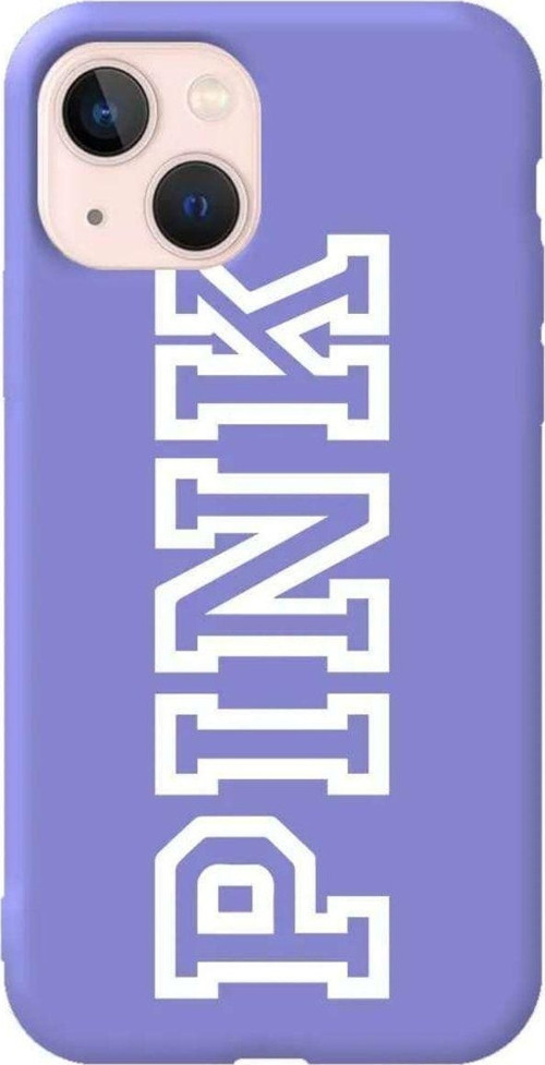 İphone 14 Plus Lila Renkli Silikon Telefon Kılıfı - Pink Dikey