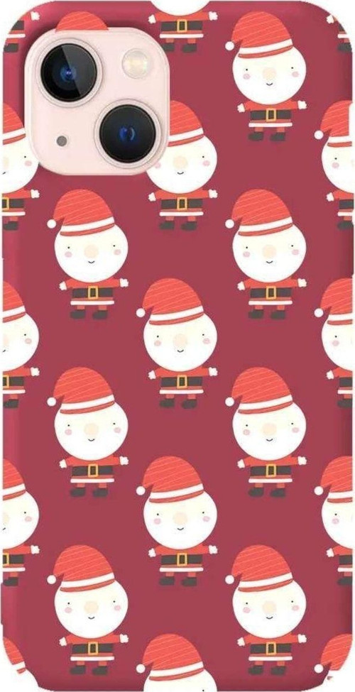 İphone 14 Bordo Renkli Silikon Telefon Kılıfı - Cartoon Claus