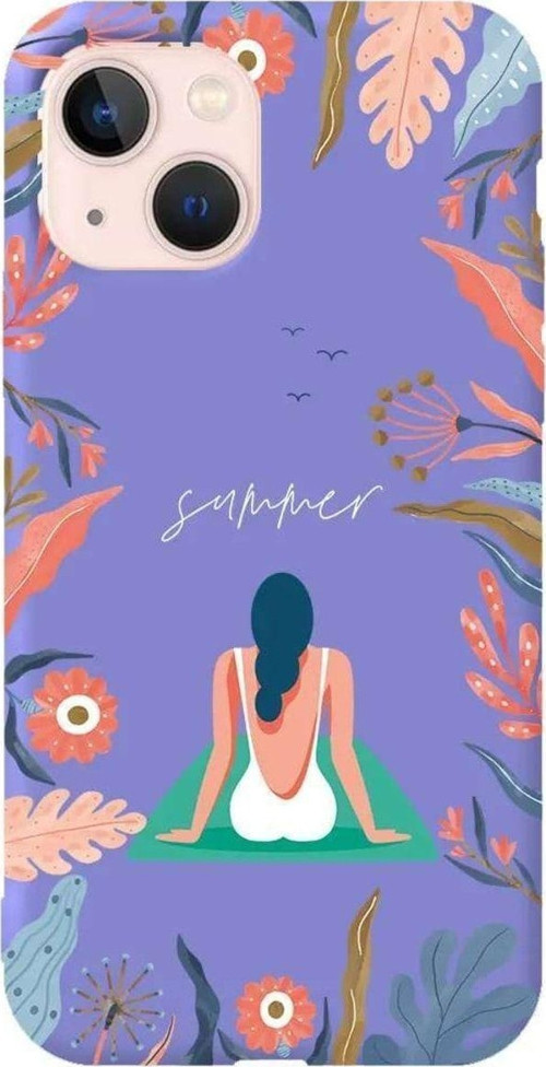 İphone 14 Plus Lila Renkli Silikon Telefon Kılıfı - Summer Vacation