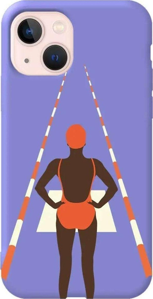 İphone 14 Plus Lila Renkli Silikon Telefon Kılıfı - Swimmer