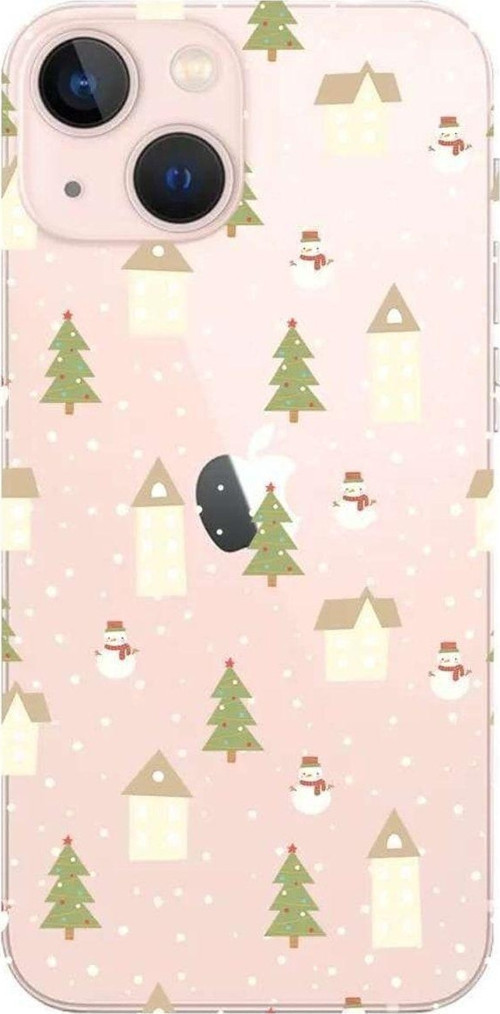 İphone 14 Plus Seffaf Telefon Kılıfı - Snowy Xmas