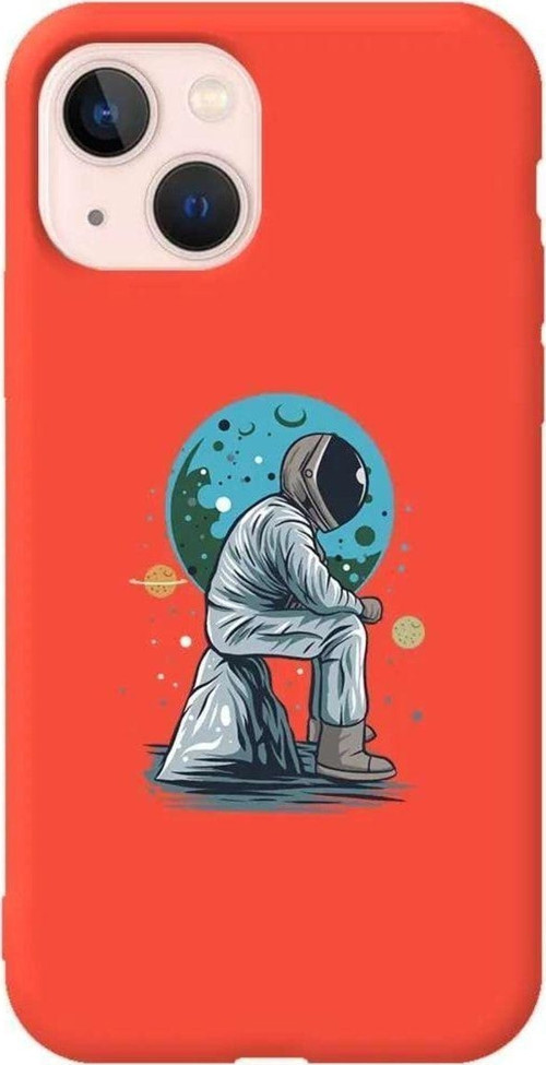 İphone 14 Plus Turuncu Renkli Silikon Telefon Kılıfı - Forever Alone