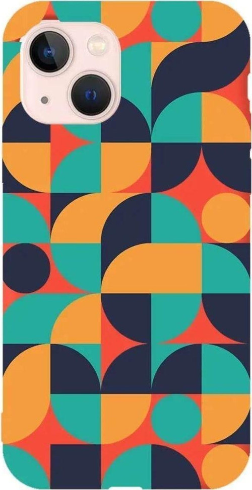 İphone 14 Pro Turuncu Renkli Silikon Telefon Kılıfı - Abstract Desen 9
