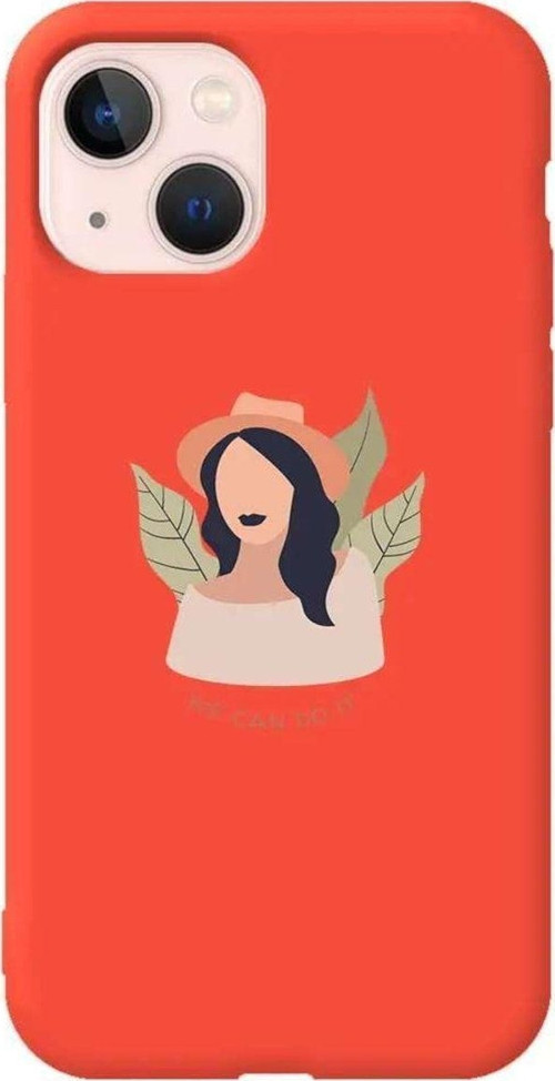 İphone 14 Plus Turuncu Renkli Silikon Telefon Kılıfı - Girl Can