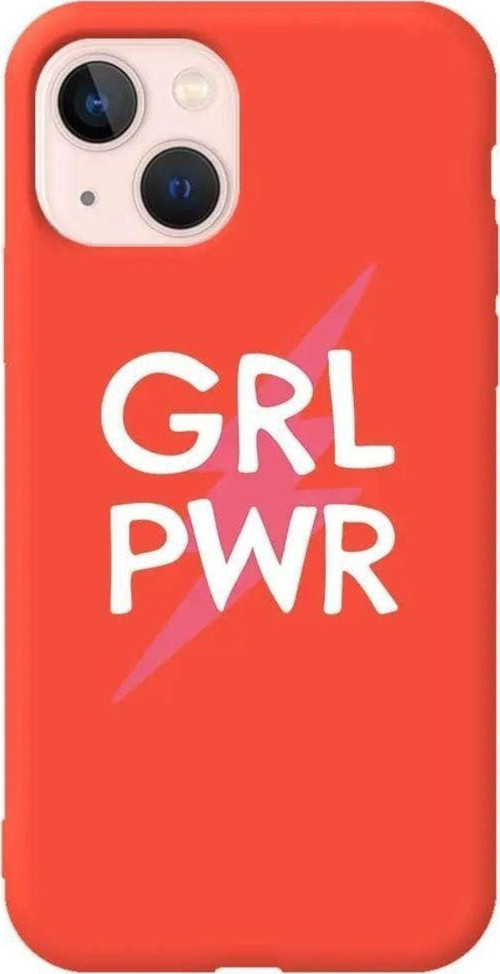 İphone 14 Plus Turuncu Renkli Silikon Telefon Kılıfı - Grrl Pwr