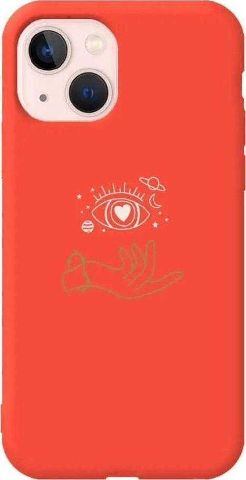İphone 14 Plus Turuncu Renkli Silikon Telefon Kılıfı - Hand Soul