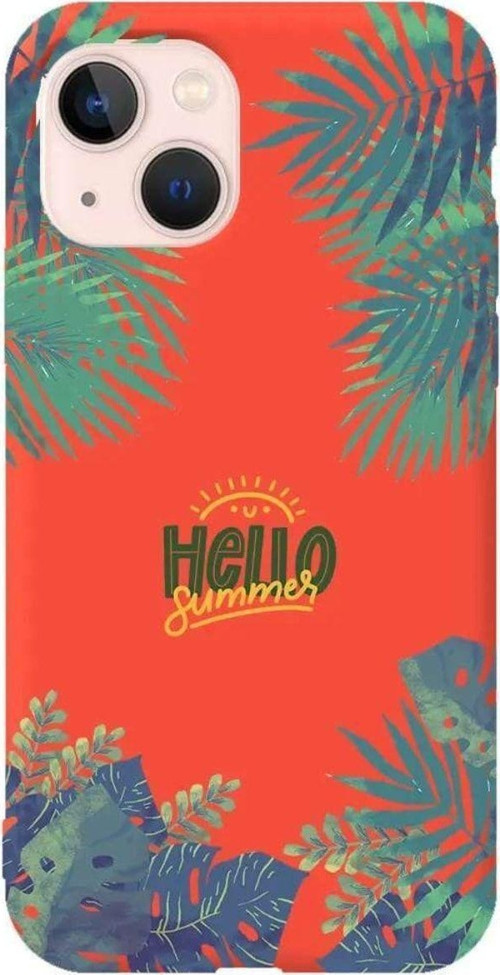 İphone 14 Plus Turuncu Renkli Silikon Telefon Kılıfı - Hello Summer