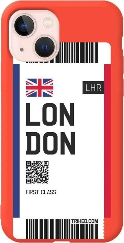 İphone 14 Plus Turuncu Renkli Silikon Telefon Kılıfı - London Bileti