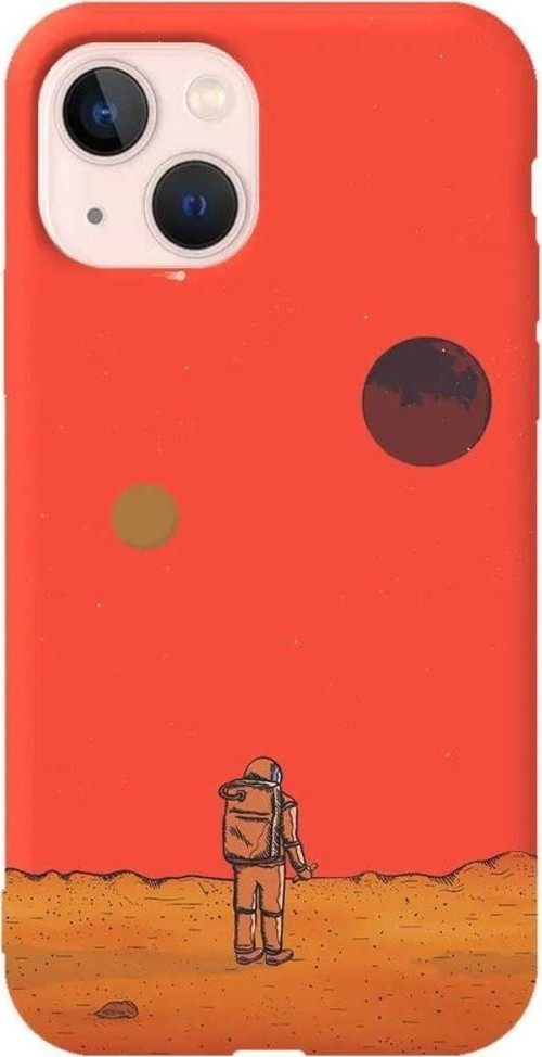 İphone 14 Plus Turuncu Renkli Silikon Telefon Kılıfı - Mars