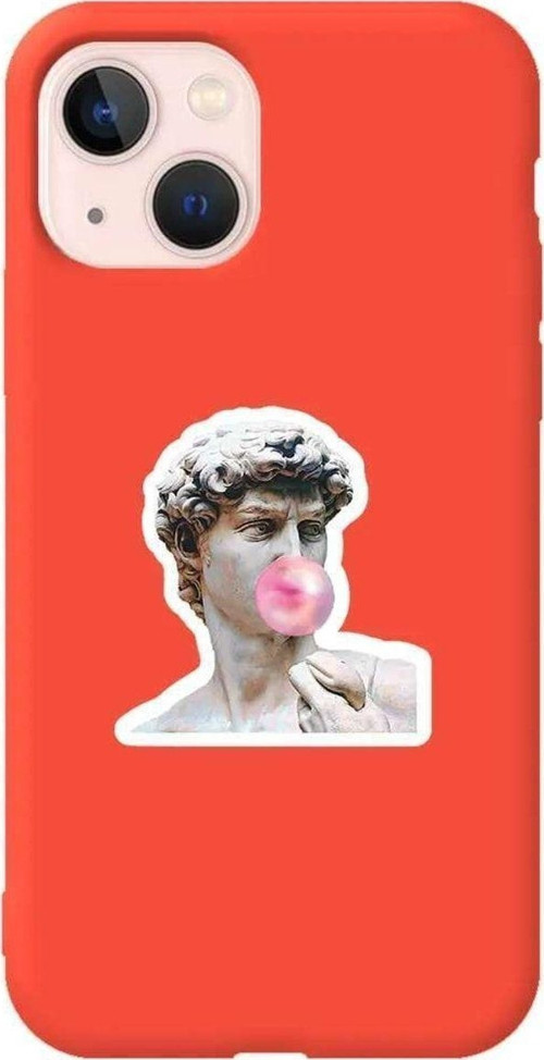İphone 14 Plus Turuncu Renkli Silikon Telefon Kılıfı - Postmodern David