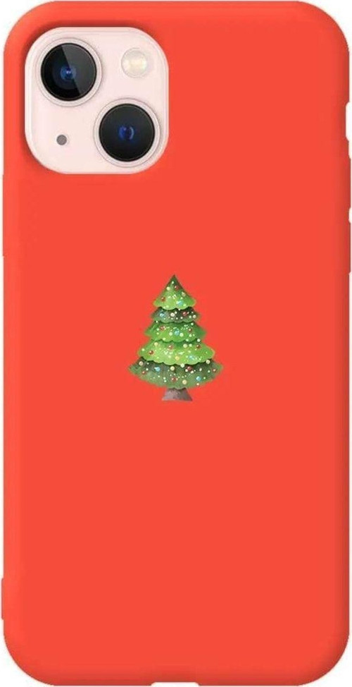 İphone 14 Plus Turuncu Renkli Silikon Telefon Kılıfı - Mini Xmas Tree