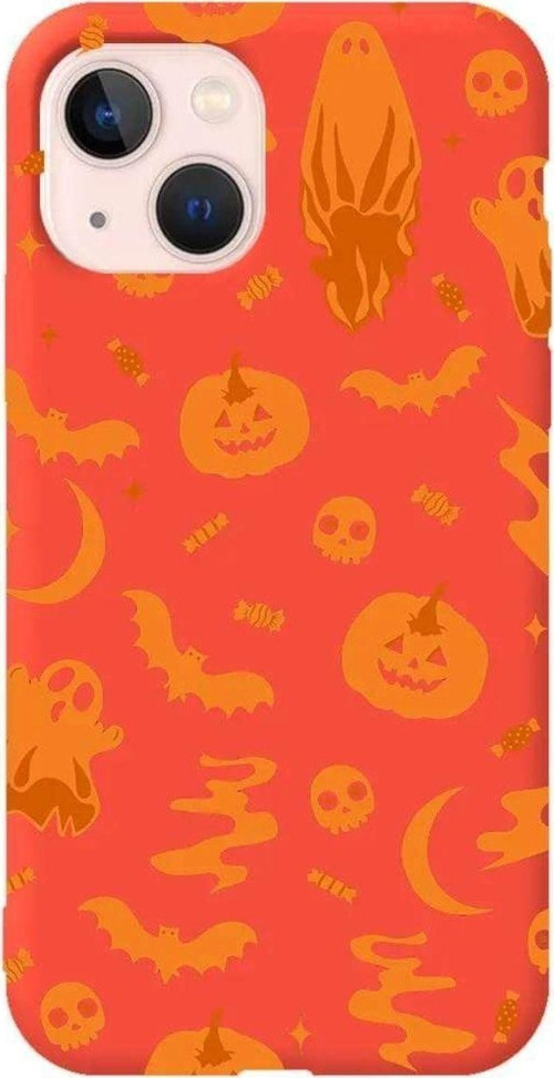 İphone 14 Plus Turuncu Renkli Silikon Telefon Kılıfı - Spooky Orange