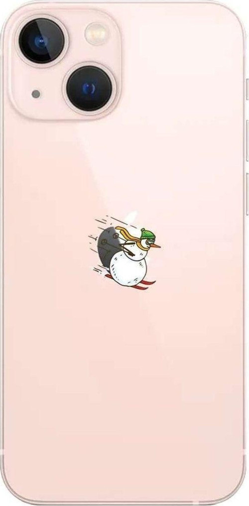 İphone 14 Plus Uyumlu Seffaf Telefon Kılıfı - Snowman Skiing