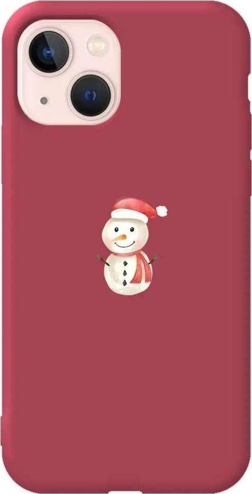 İphone 14 Plus Uyumlu Bordo Renkli Silikon Telefon Kılıfı - Snowman