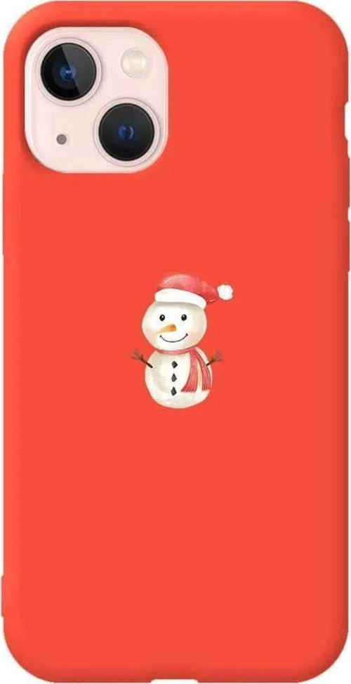 İphone 14 Plus Uyumlu Turuncu Renkli Silikon Telefon Kılıfı - Snowman
