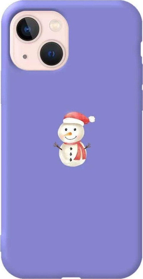 İphone 14 Plus PlusUyumlu Lila Renkli Silikon Telefon Kılıfı - Snowman