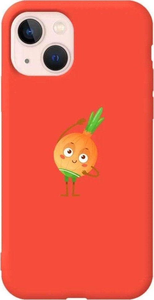 İphone 14 Plus Turuncu Renkli Silikon Telefon Kılıfı - Warming Onion
