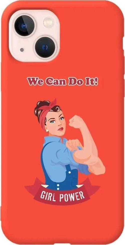 İphone 14 Plus Turuncu Renkli Silikon Telefon Kılıfı - We Can Do It!
