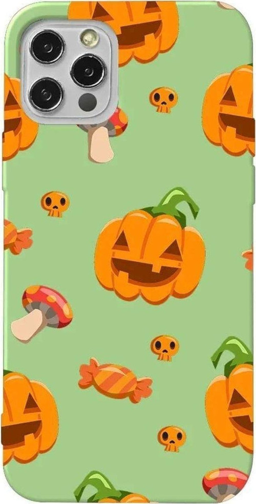 İphone 14 Pro Açık Yeşil Renkli Silikon Telefon Kılıfı - Deadly Pumpkin