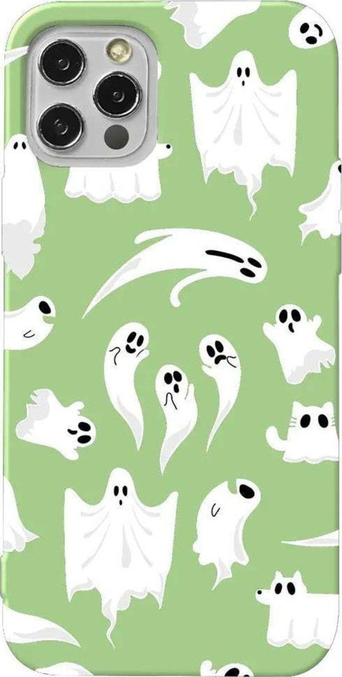 İphone 14 Pro Açık Yeşil Renkli Silikon Telefon Kılıfı - Ghosts Are Everywhere!