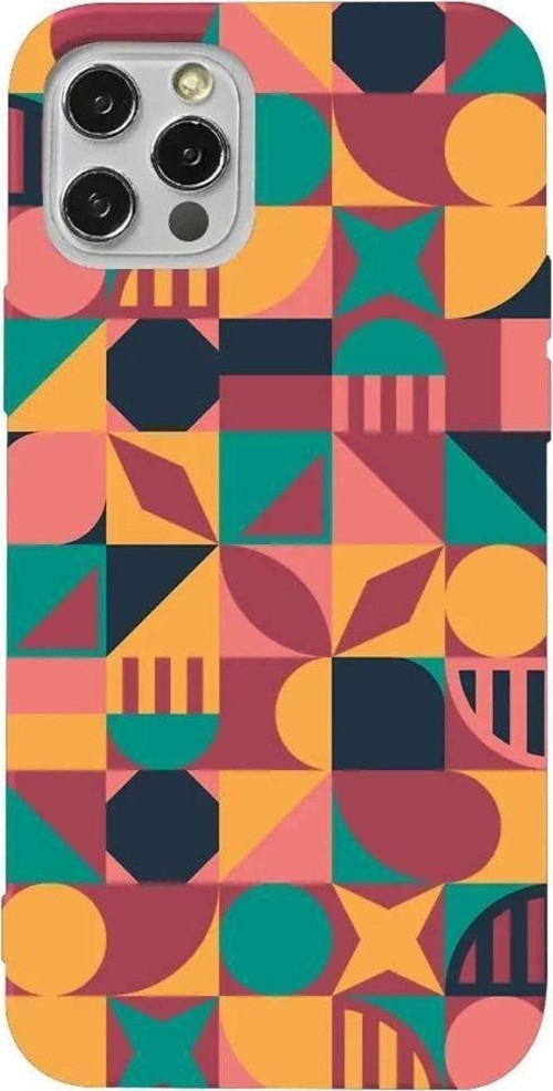 İphone 14 Pro Bordo Renkli Silikon Telefon Kılıfı - Abstract Leopar 2
