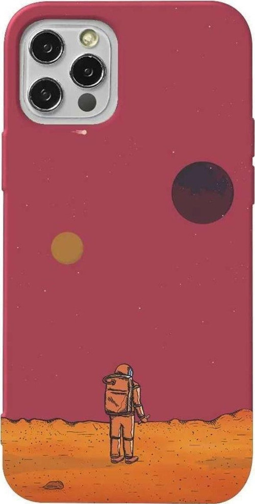 İphone 14 Pro Bordo Renkli Silikon Telefon Kılıfı - Mars
