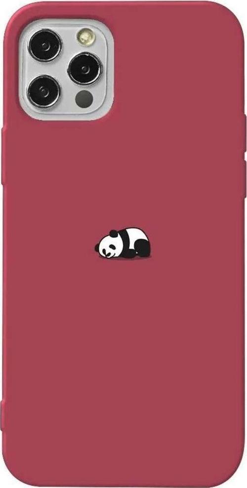 İphone 14 Pro Bordo Renkli Silikon Telefon Kılıfı - Miskin Panda