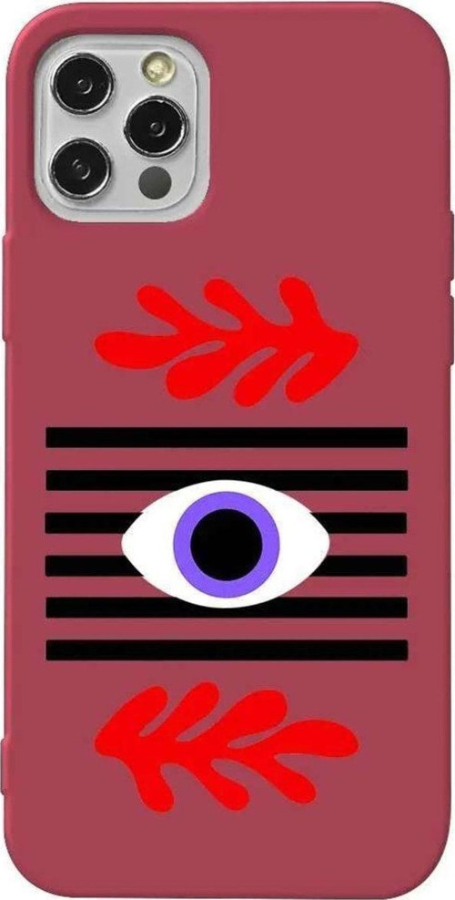 İphone 14 Pro Bordo Renkli Silikon Telefon Kılıfı - Mor Göz