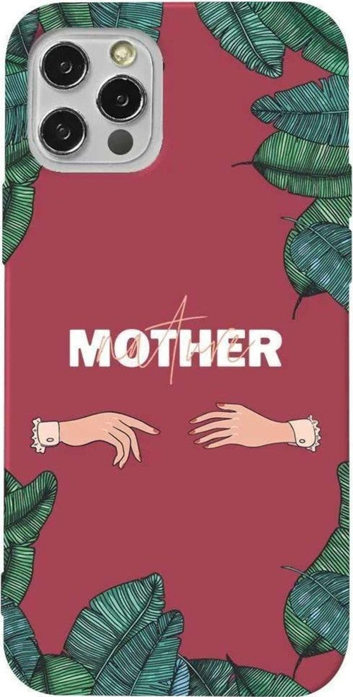 İphone 14 Pro Bordo Renkli Silikon Telefon Kılıfı - Nature Mother