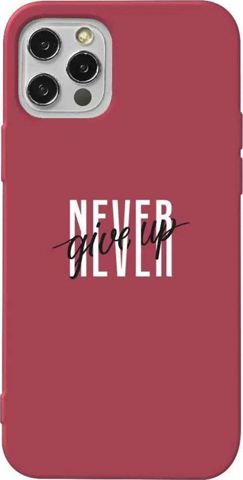 İphone 14 Pro Bordo Renkli Silikon Telefon Kılıfı - Never Give Up 4