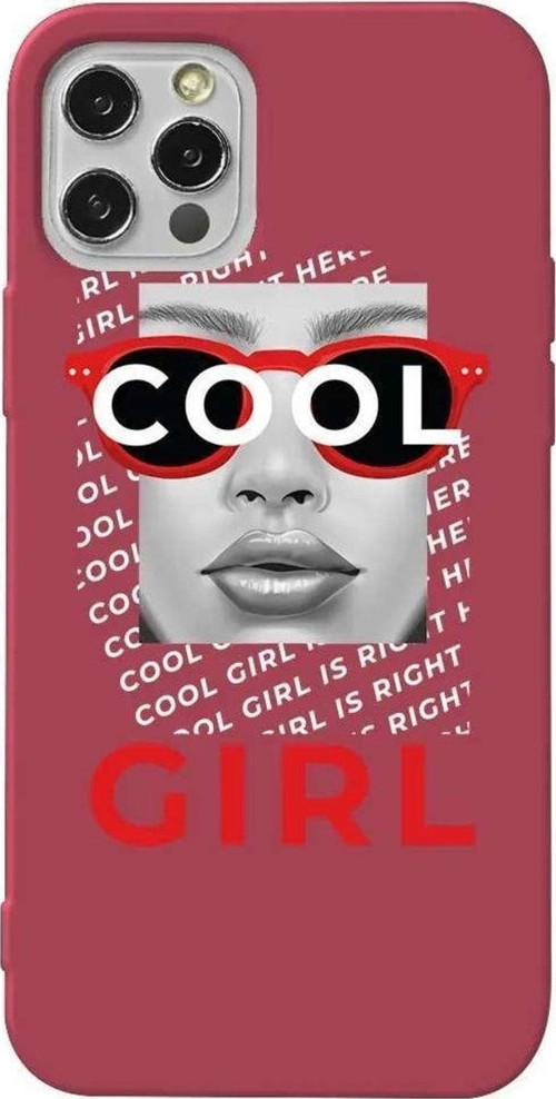 İphone 14 Pro Bordo Renkli Silikon Telefon Kılıfı - Cool Girl