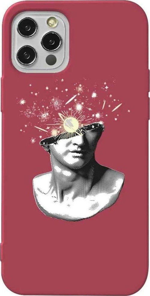 İphone 14 Pro Bordo Renkli Silikon Telefon Kılıfı - Cosmos In The Brain