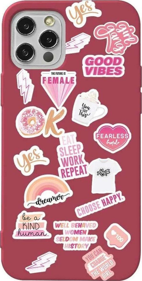 İphone 14 Pro Bordo Renkli Silikon Telefon Kılıfı - Female Sticker
