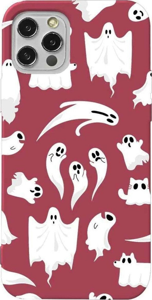 İphone 14 Pro Bordo Renkli Silikon Telefon Kılıfı - Ghosts Are Everywhere!