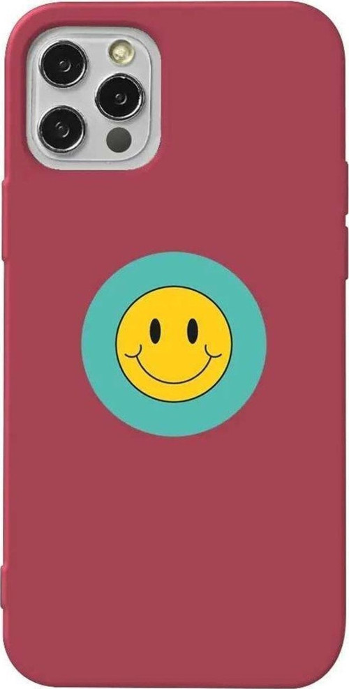 İphone 14 Pro Bordo Renkli Silikon Telefon Kılıfı - Smile 2