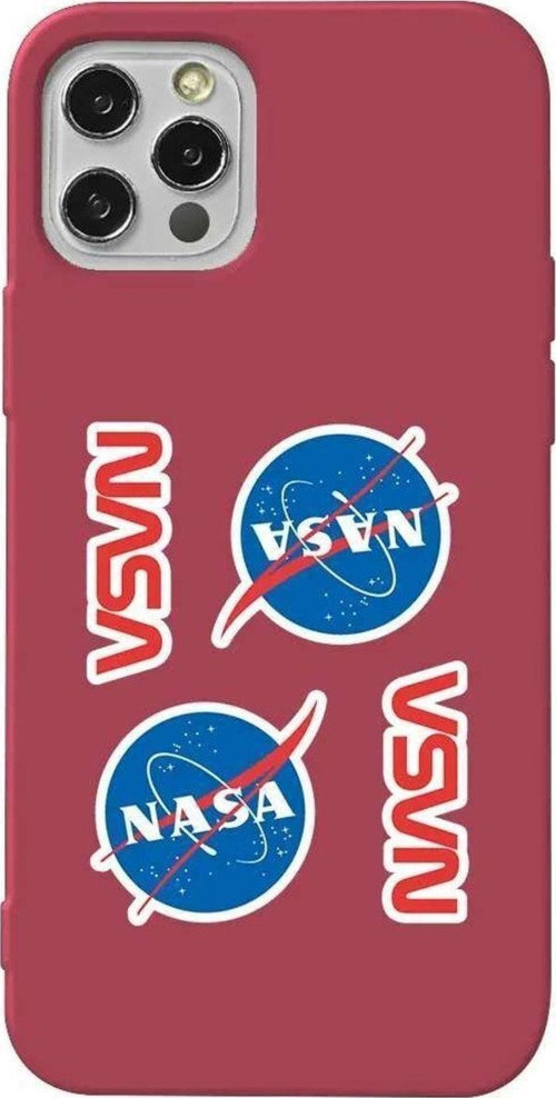 İphone 14 Pro Bordo Renkli Silikon Telefon Kılıfı - Space Station