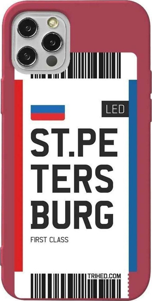İphone 14 Pro Bordo Renkli Silikon Telefon Kılıfı - St. Petersburg Bileti