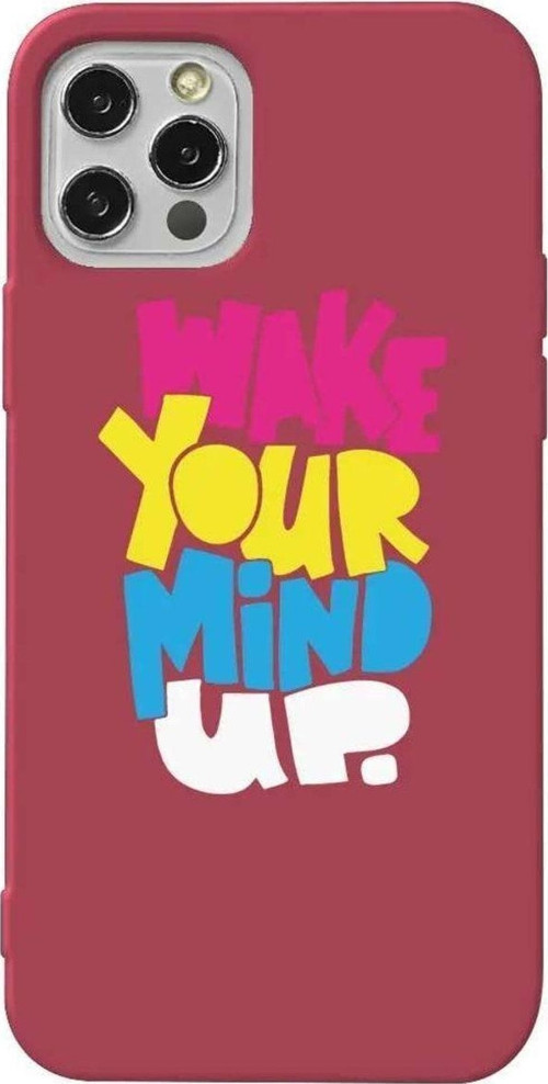 İphone 14 Pro Bordo Renkli Silikon Telefon Kılıfı - Wake Your Mind Up