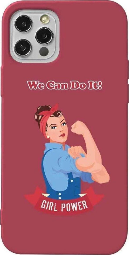 İphone 14 Pro Bordo Renkli Silikon Telefon Kılıfı - We Can Do It!