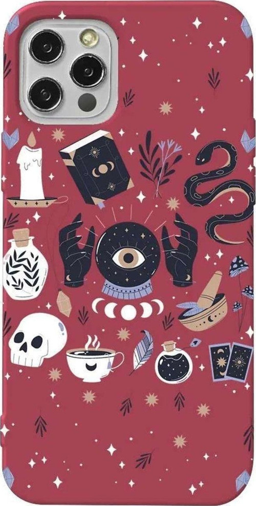 İphone 14 Pro Bordo Renkli Silikon Telefon Kılıfı - Magical Eye
