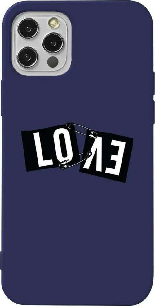 İphone 14 Pro Lacivert Renkli Silikon Telefon Kılıfı - Love