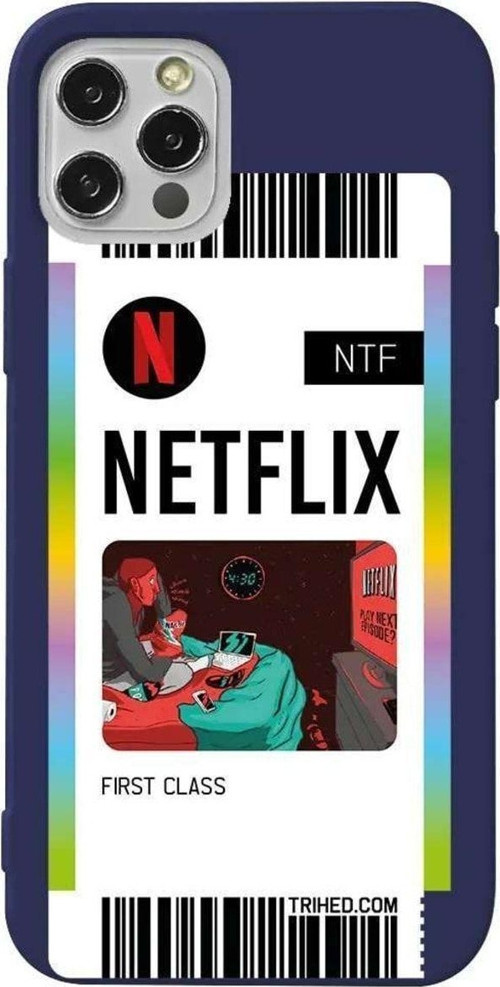 İphone 14 Pro Lacivert Renkli Silikon Telefon Kılıfı - Netflix Bileti