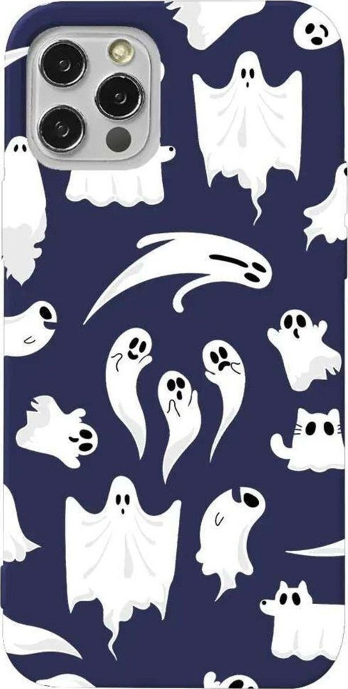 İphone 14 Pro Lacivert Renkli Silikon Telefon Kılıfı - Ghosts Are Everywhere!