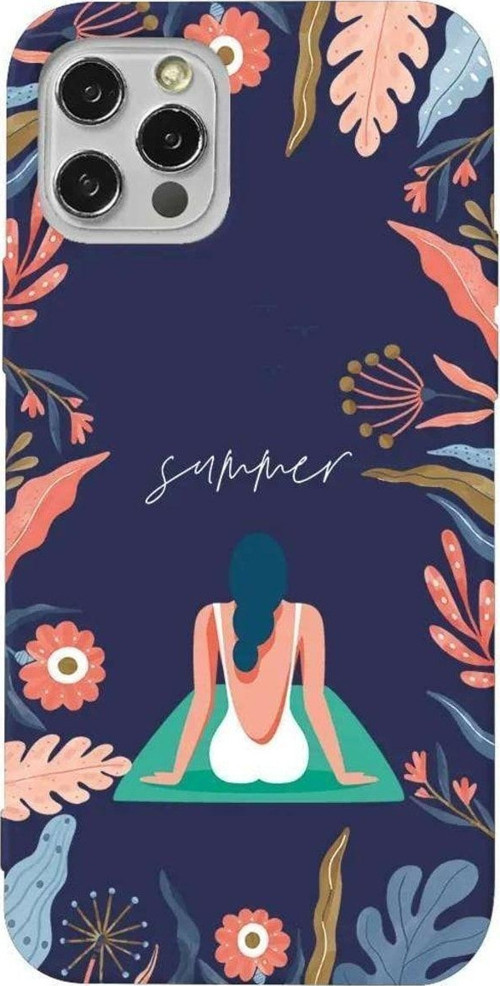 İphone 14 Pro Lacivert Renkli Silikon Telefon Kılıfı - Summer Vacation