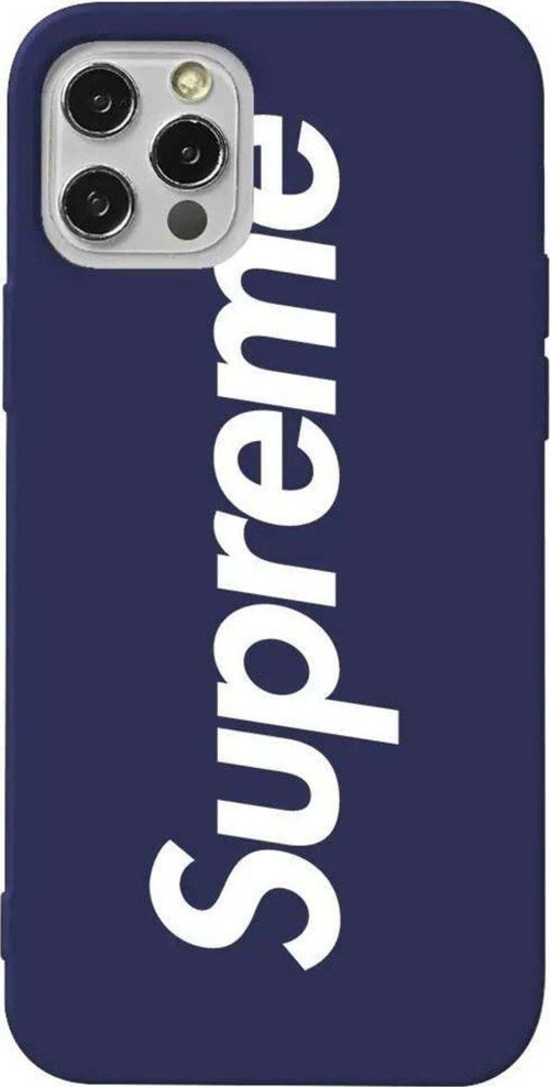 İphone 14 Pro Lacivert Renkli Silikon Telefon Kılıfı - Supreme
